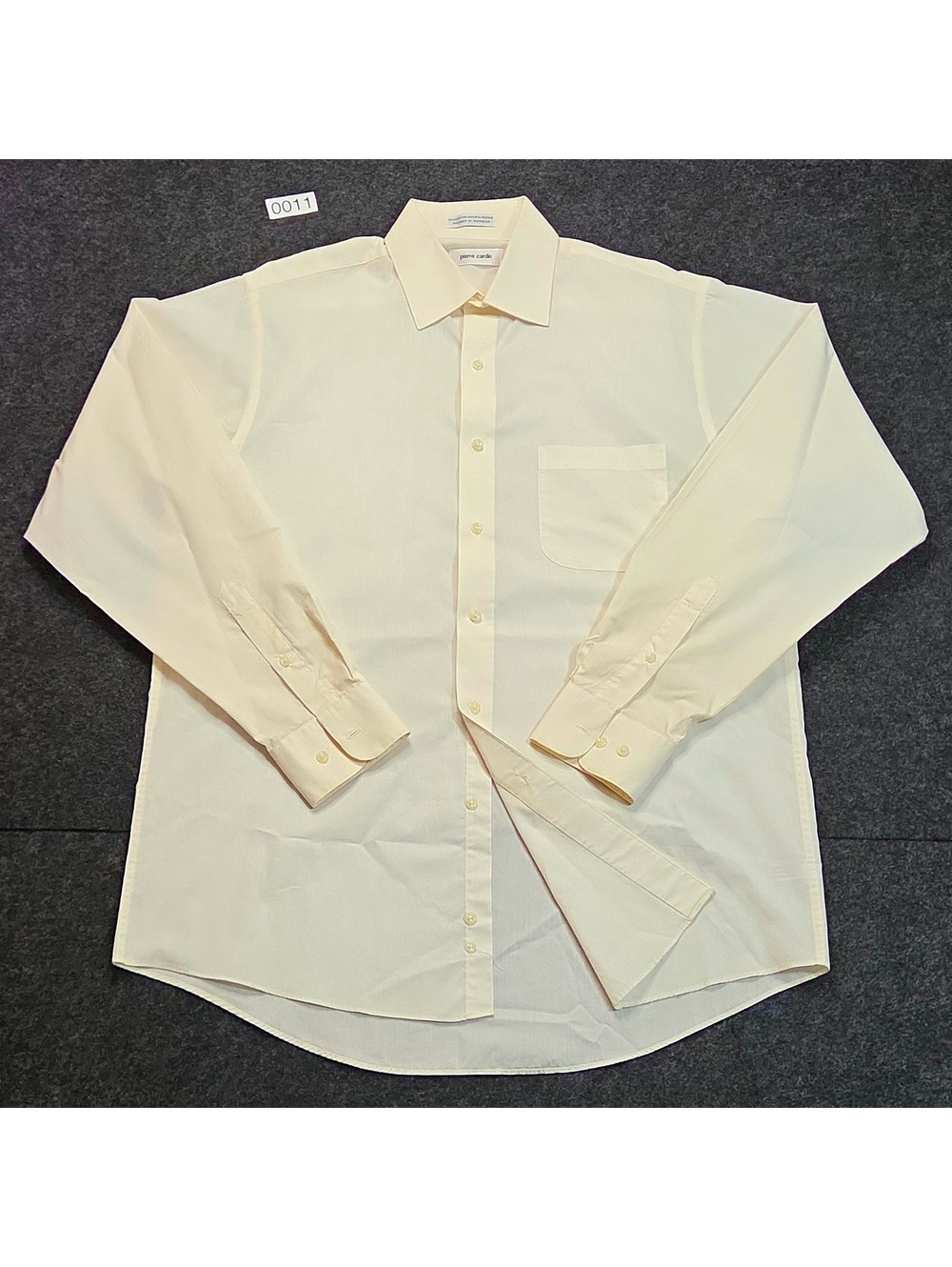 Pierre Cardin Men’s M 15-15 1/2 34/35 White Solid Cotton Blend Dress Shirt
